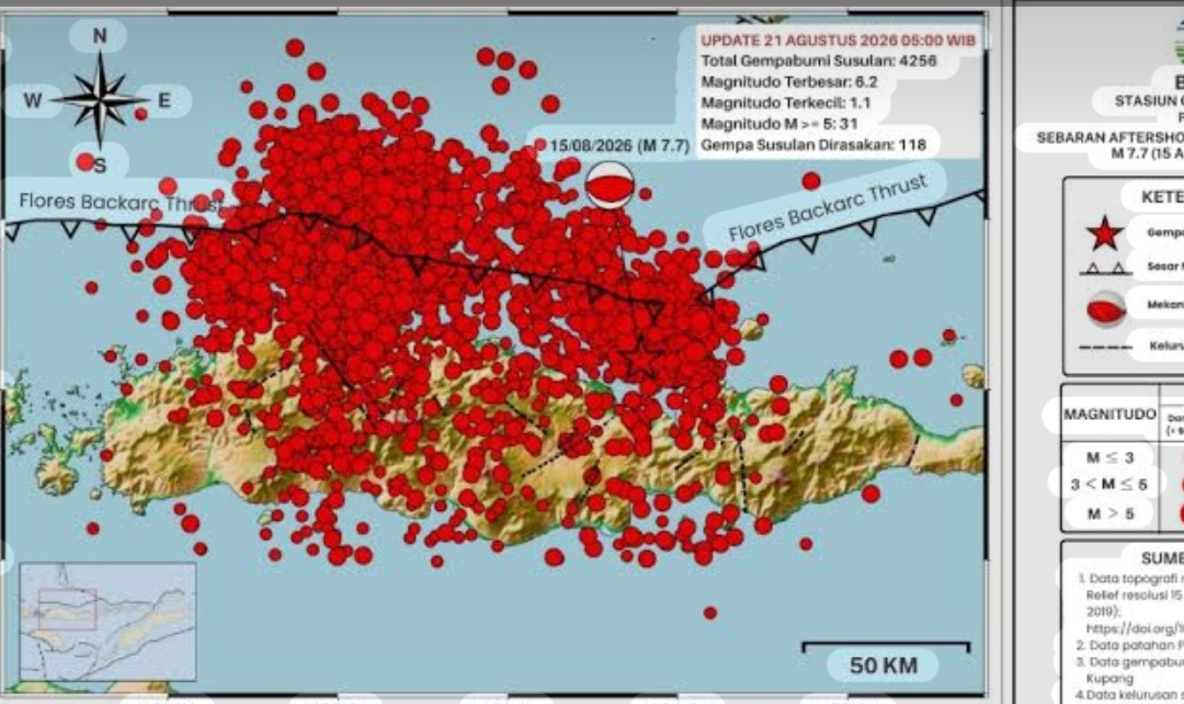 Pagi Ini! Gempa Kembali Guncang Flores NTT, BMKG Konfirmasi Kejadian Pukul 05.20 WITA
