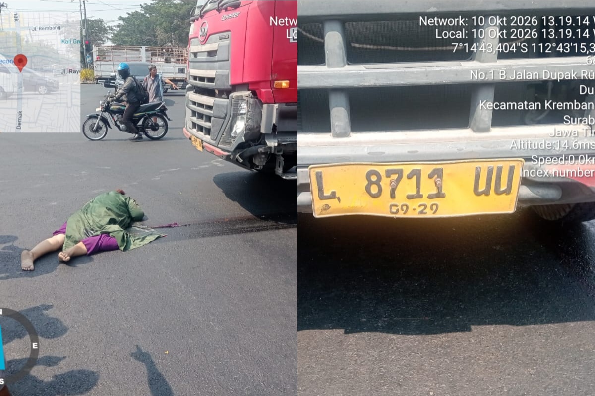 Kecelakaan Maut di Simpang Dupak Demak Surabaya, Seorang Penumpang Ojek Online Tewas